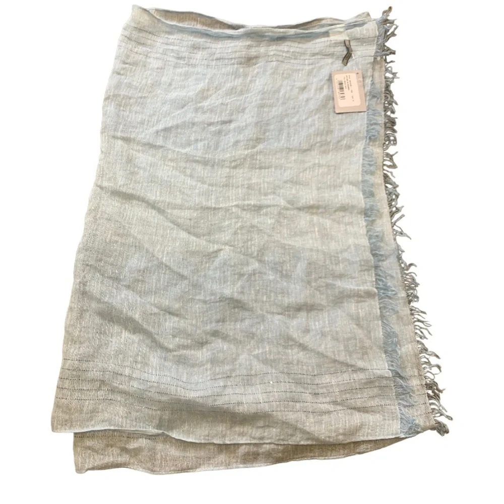 NWT CECCHI E CECCHI Italian Linen Scarf With Tassel Detailing Tranquil Blue OS - Picture 3 of 11